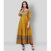 KIPEK - Yellow Cotton Womens Anarkali Kurti ( Pack of 1 ) - S