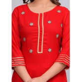 MAUKA Rayon Embroidered Straight Womens Kurti - Red ( Pack of 1 ) - None