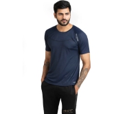 Men Solid Round Neck Polyester Blue T-Shirt