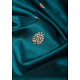 Teal Banarasi Pure Katan Silk Saree with Floral Meenakari Border and Butta | SILK MARK CERTIFIED