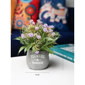 Lavender & Green Artificial Flower with Pot - Cylindrical Shape with Flowers & Garden Print