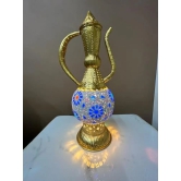 Aarna Creations Metal Mosaic Lamp in Surai Style| Hand-Carved Antique Metal and Ceramic Designer Lamp | Assorted Artistic Metal Ceramic with Glass Work Lamp in Jug Shape