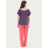 Clovia Poly Cotton Pajamas - Purple - L