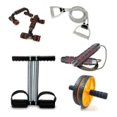 Tummy Trimmer, Ab Wheel Roller and Toning Tube, Pushup Bar With Skipping Rope Ab Exerciser  (Multicolor) - Multi Color