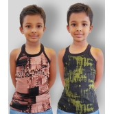 HAP - 100% Cotton Printed Multi Color Boys Vest ( Pack of 2 ) - None