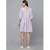 Stylum Cotton Blend Striped Above Knee Womens Fit & Flare Dress - Lavender ( Pack of 1 ) - None