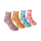 Texlon Multicolor Cotton Ankle Length Socks for Women - Pack of 4