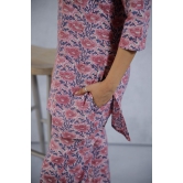 Pink and blue handblock print Loungewear set-XXL