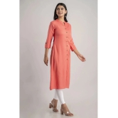 MAUKA - Pink Rayon Womens Straight Kurti ( Pack of 1 ) - XL