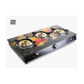 Suryaviva Nano Plus Digital 3B Ms Bk Toughened Glass 3 Cast Iron Burner Gas Stove(Manual Ignition,Multi Colour) - Assorted