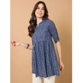 Antaran Cotton Printed Straight Womens Kurti - Blue ( Pack of 1 ) - None