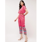 Pannkh Womens Digital Placement Printed Overlap Top With Pant Set - None