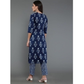 Antaran Cotton Blend Printed Kurti With Pants Womens Stitched Salwar Suit - Blue ( Pack of 1 ) - None