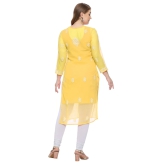 Lavangi Women Lucknow Chikankari Yellow Georgette Kurti with Matching Cotton Inner