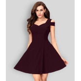 Addyvero - Maroon Cotton Lycra Womens Skater Dress ( Pack of 1 ) - None