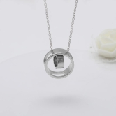 Silver Dual Ring Pendant with Link Chain