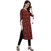 Antaran Cotton Printed Straight Women''s Kurti - Maroon ( Pack of 1 ) - None