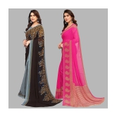 Kashvi Sarees Georgette Printed Saree With Blouse Piece - Multicolour ( Pack of 2 ) - Multicolour