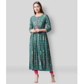 Tissu - Green Rayon Womens Anarkali Kurti ( Pack of 1 ) - M