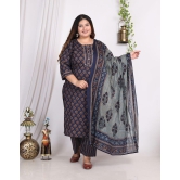 Swasti Cotton Printed Kurti With Palazzo Womens Stitched Salwar Suit - Blue ( Pack of 1 ) - None