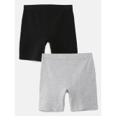 GIRLS INNERSHORTS, BLACK/GREY-10-12 Yrs