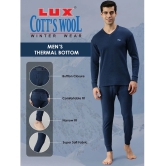 Lux Cottswool - Blue Cotton Blend Mens Thermal Bottoms ( Pack of 1 ) - None