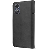 NBOX Black Flip Cover Artificial Leather Compatible For Oppo F23 5G ( Pack of 1 ) - Black