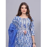 JC4U Cotton Printed Kurti With Pants Womens Stitched Salwar Suit - Blue ( Pack of 1 ) - None