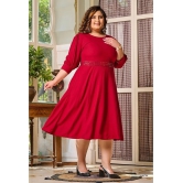 PrettyPlus by Desinoor.com Rayon Solid Midi Womens A-line Dress - Maroon ( Pack of 1 ) - None