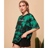 London Hills tie dye Tshirt for Women Oversized t Shirts for Women Drop Shoulder Tshirt Pure Cotton Half Sleeve T-Shirt Green Black