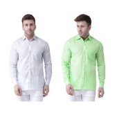 KLOSET By RIAG 100% Cotton Regular Fit Solids Full Sleeves Men's Casual Shirt - Fluorescent Green ( Pack of 2 ) - None