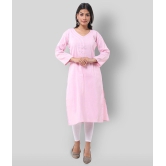 DESHBANDHU DBK - Pink Cotton Womens Straight Kurti - None