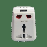 Croma Type A 2-Port Charger (Adapter Only, LED Indicator, White)