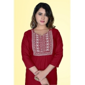 haya fashion - Maroon Rayon Women's Straight Kurti ( Pack of 1 ) - None