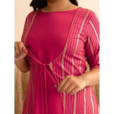 Janasya Crepe Striped A-line Womens Kurti - Pink ( Pack of 1 ) - None