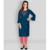 Kapadia - Blue Rayon Womens Straight Kurti ( Pack of 1 ) - 4XL