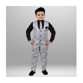 J D Creation - Grey Cotton Boys Indo Western Shirt & Pant with Waistcoat Set ( Pack of 1 ) - None