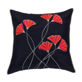 ANS Pink & Orange Floral Emb cushion cover with Gold Piping at Sides