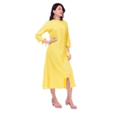 Rangun - Yellow Rayon Women's Asymmetrical Kurti ( Pack of 1 ) - L