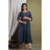 PALANI-HUB Women Maternity/Nursing Nighty  (Blue)