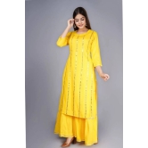 MIRROR WORK KURTA WITH SHARARA-2XL / Yellow