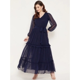 V-Neck Puff Sleeve Tiered Maxi Dress