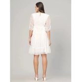 JC4U Crepe Embroidered Knee Length Womens Fit & Flare Dress - White ( Pack of 1 ) - None