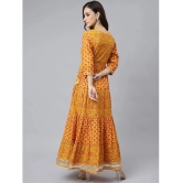 Janasya - Mustard Cotton Womens Tiered Flared Kurti ( Pack of 1 ) - None