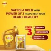 Saffola Gold Refined Cooking Oil, Blended Rice Bran & Sunflower Oil, Helps Keeps Heart Healthy, 1 L Pouch