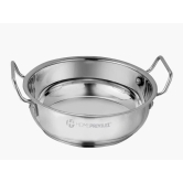 Stainless Steel Kadhai with Capsulated Induction Bottom (SS Handle)and SS Lid 26cm/3.5L