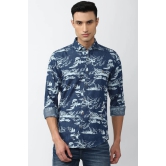 Men Blue Slim Fit Print Full Sleeves Casual Shirt