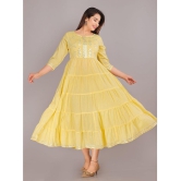 JC4U - Yellow Cotton Blend Womens Straight Kurti ( Pack of 1 ) - None