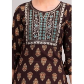 MAUKA Rayon Printed Straight Womens Kurti - Brown ( Pack of 1 ) - None