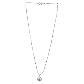 Silver Shine Silver Plated Chain with Solitaire Diamond in Circle Pendant for Women - Silver